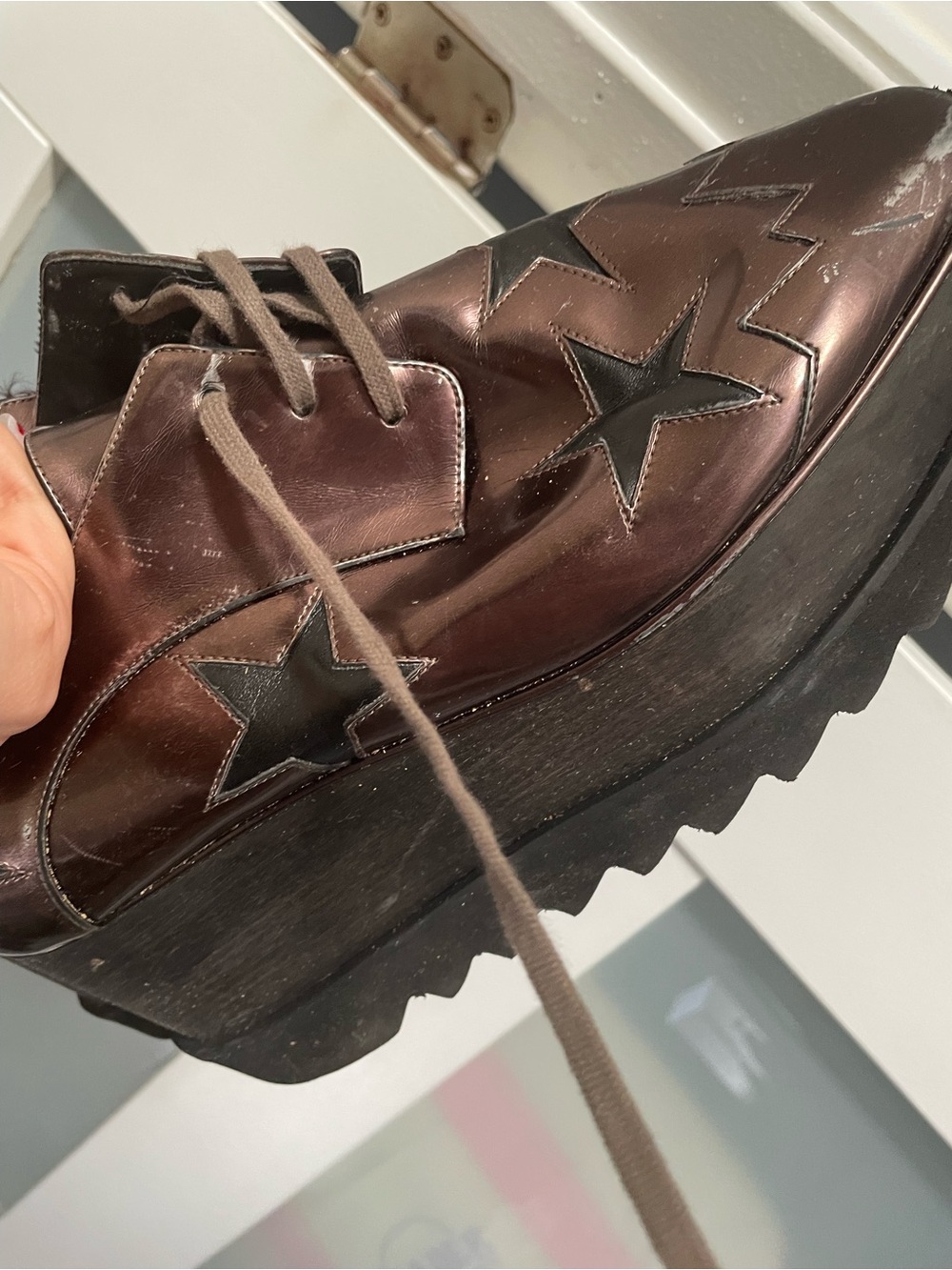 Stella McCartney Women’s Metallic brown/bronze Platform Lace-Up sneakers